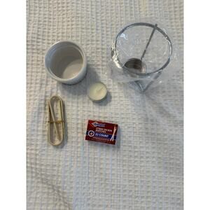 Personal Fondue Melting Pot Set Bamboo Tongs Tea Light Candle Small Mini